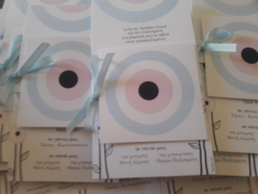 Baptism invitation with an eye theme