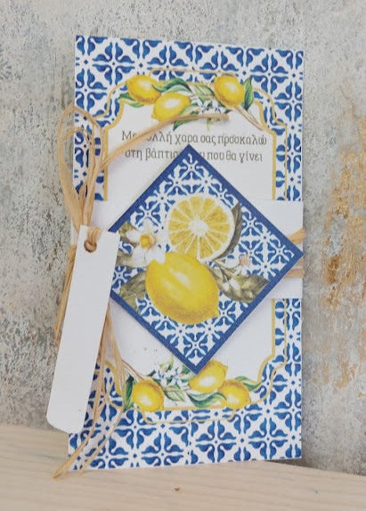 Lemon themed Baptism Invitation
