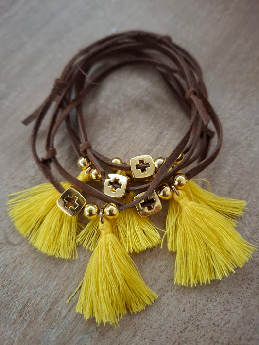 Christening charm bracelet with tassel