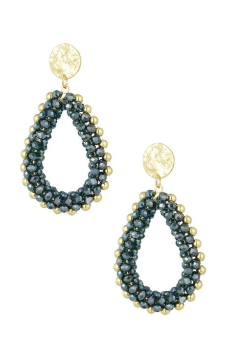Earrings - crystal blue beads