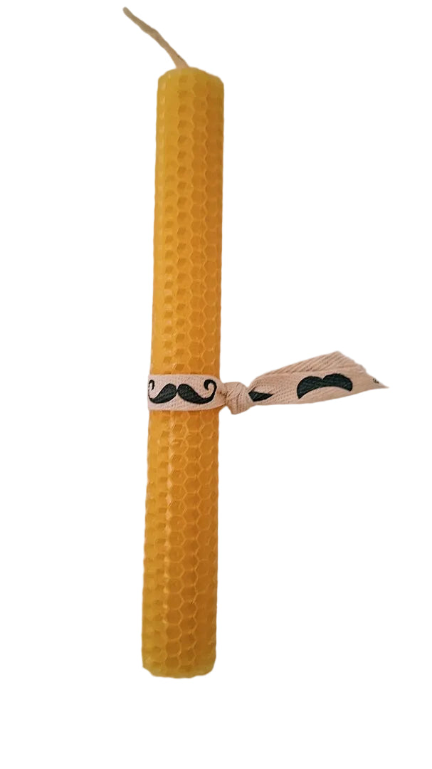 Λαμπάδα με φύλλο κηρήθρας και διακόσμηση μουστάκι