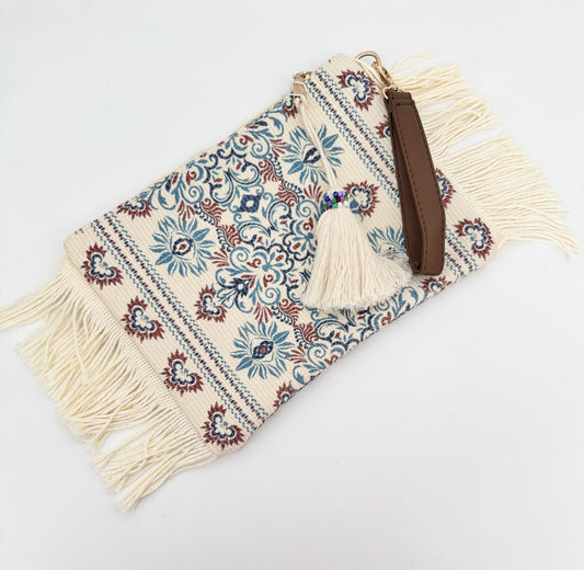 Fabric handbag with boho design