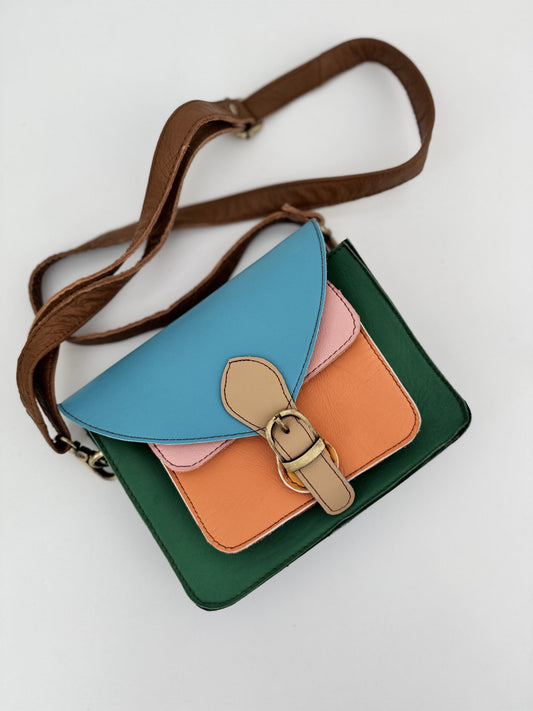 Leather bag in spring colors