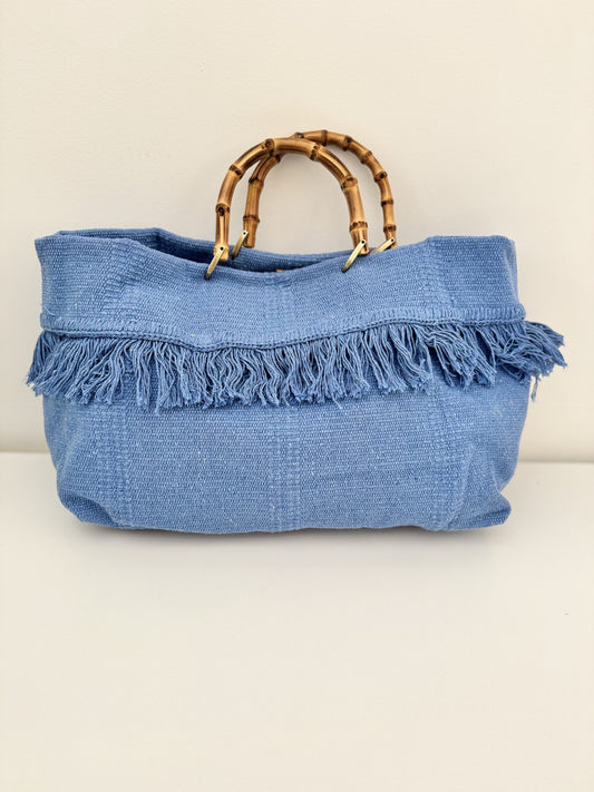 Fabric bag with fringes and inner pouch