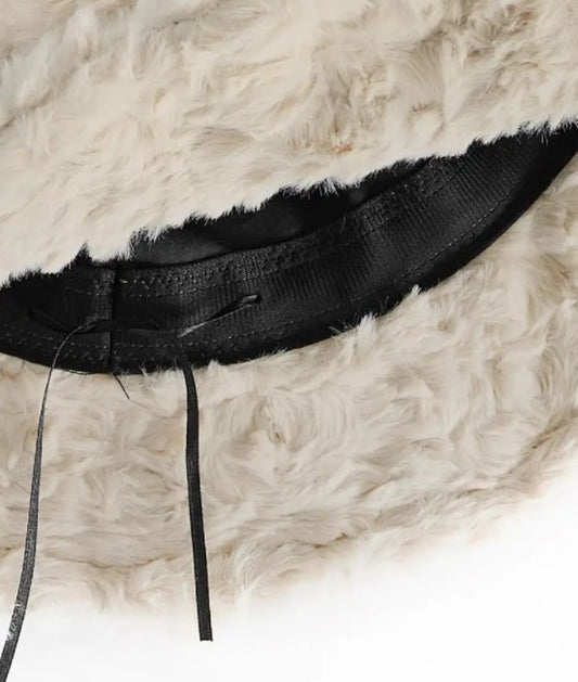 Beige fur hat