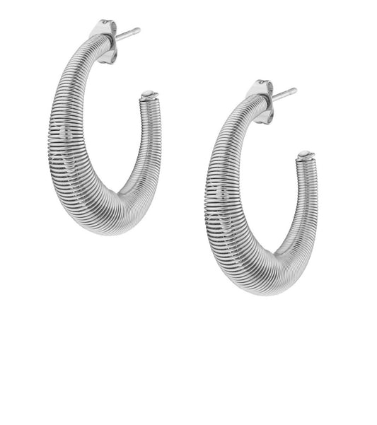 Steel hoop earrings in silver color 30mm