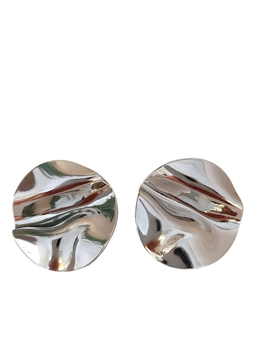 Σκουλαρίκια ατσάλινα silver τσαλακωτοί κύκλοι