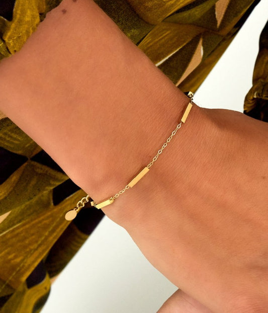 Χρυσό βραχιόλι ατσάλινο μήκος 16-19 cm