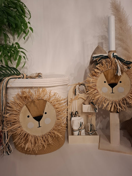 Godfather Baptism Set with wooden lion
