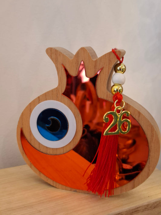 Γούρι ρόδι με plexiglass κόκκινο 12χ12cm