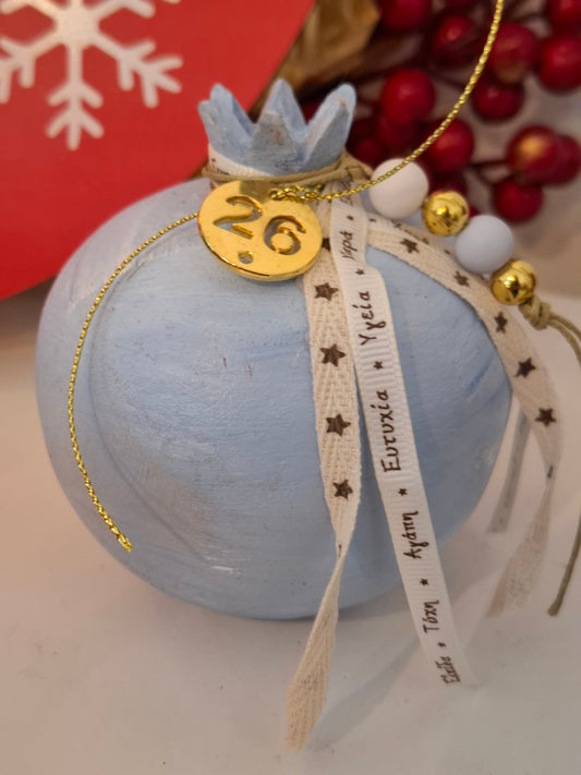 Γούρι ρόδι κεραμικό γαλάζιο 9χ10 cm