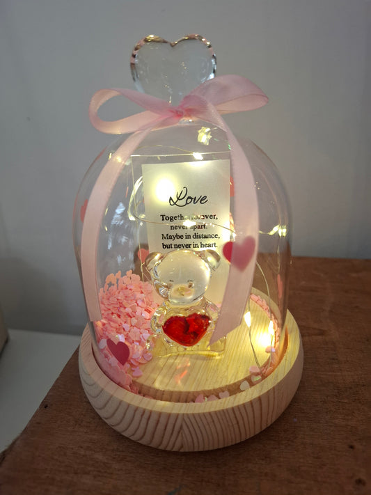 Καμπάνα γυάλινη με αρκουδάκι φωτιζόμενη