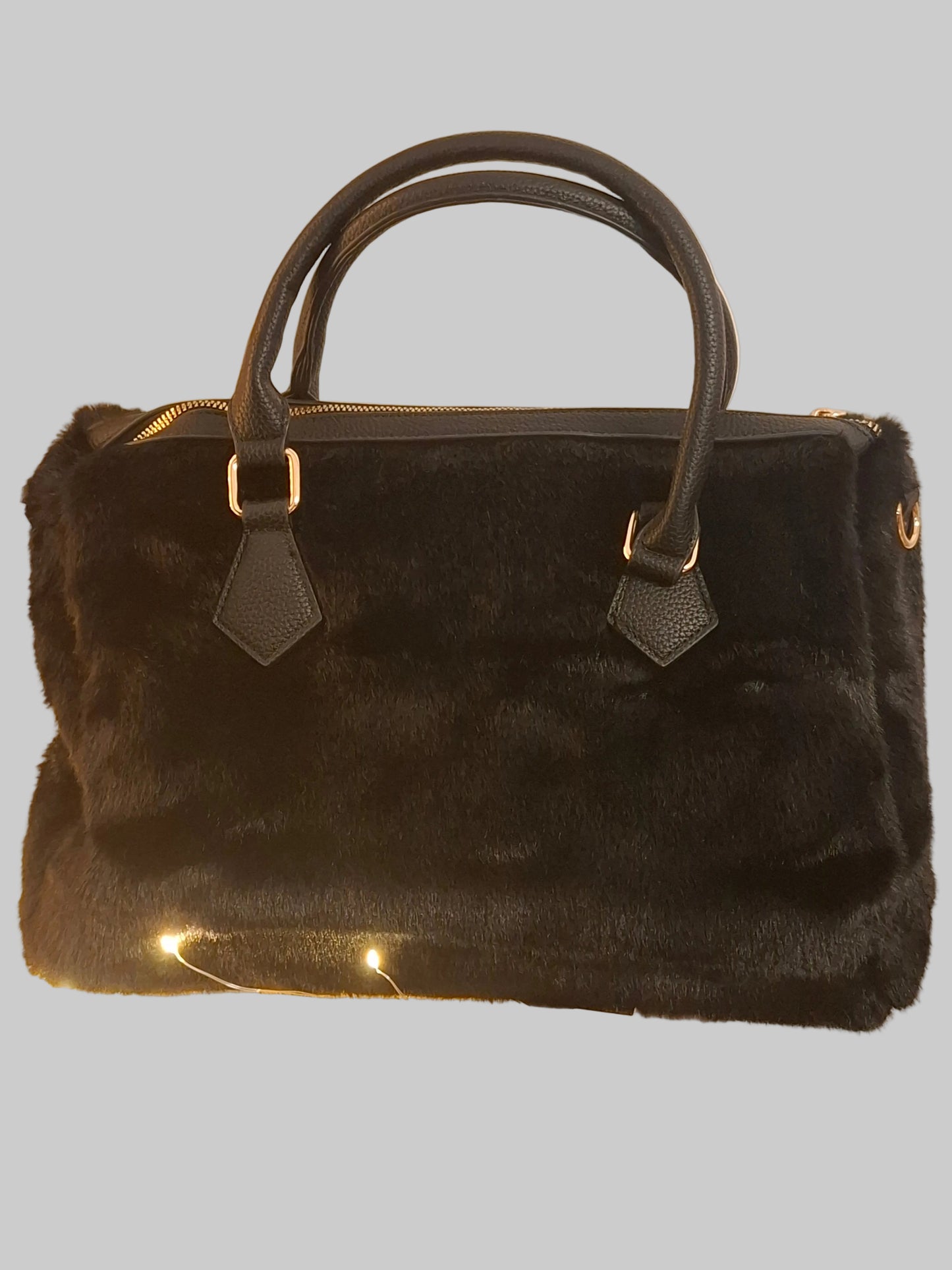 Γούνινη χιαστί τσάντα  λεοπαρ 36x15x26cm