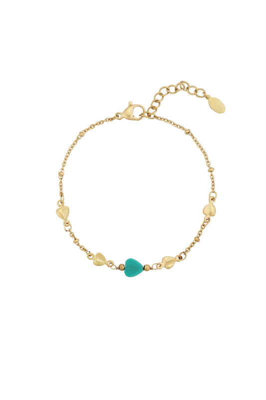 Βραχιόλι ατσάλινο με πράσινη καρδιά