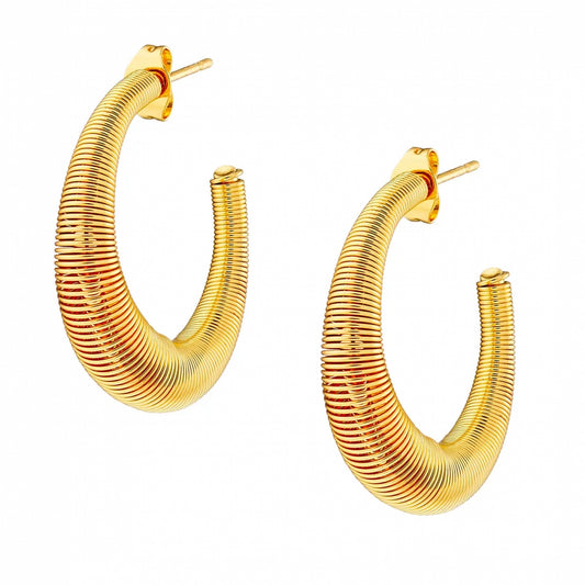 Gold steel hoop earrings 30mm