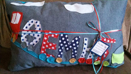 Children's Decorative Pillow with Train Name