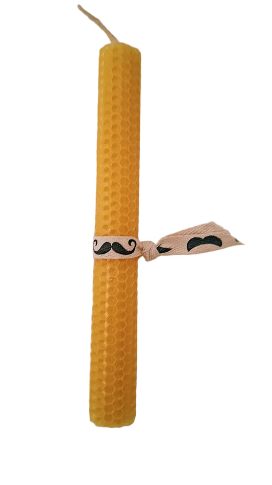 Λαμπάδα με φύλλο κηρήθρας και διακόσμηση μουστάκι