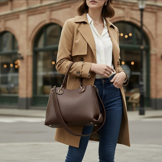 Τσάντα χιαστί καφέ 27x20x9 cm