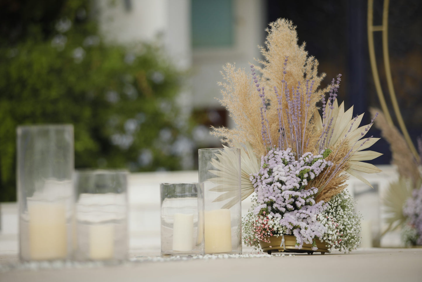 Wedding Decoration with lavender and pampas