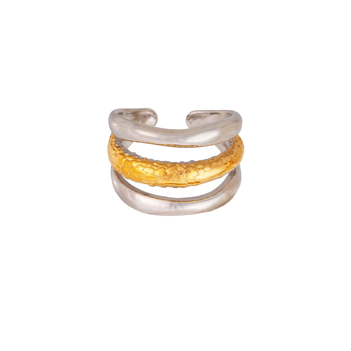 Κομψό δίχρωμο δαχτυλίδι της Excite Fashion Jewellery από ανοξείδωτο ατσάλι.