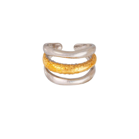 Κομψό δίχρωμο δαχτυλίδι της Excite Fashion Jewellery από ανοξείδωτο ατσάλι.