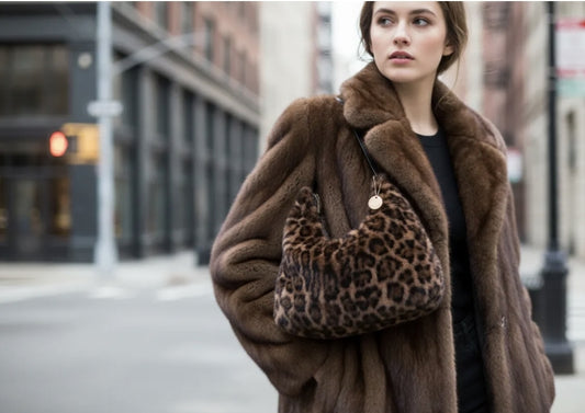 Γούνινη τσάντα ώμου 40x22x5 cm